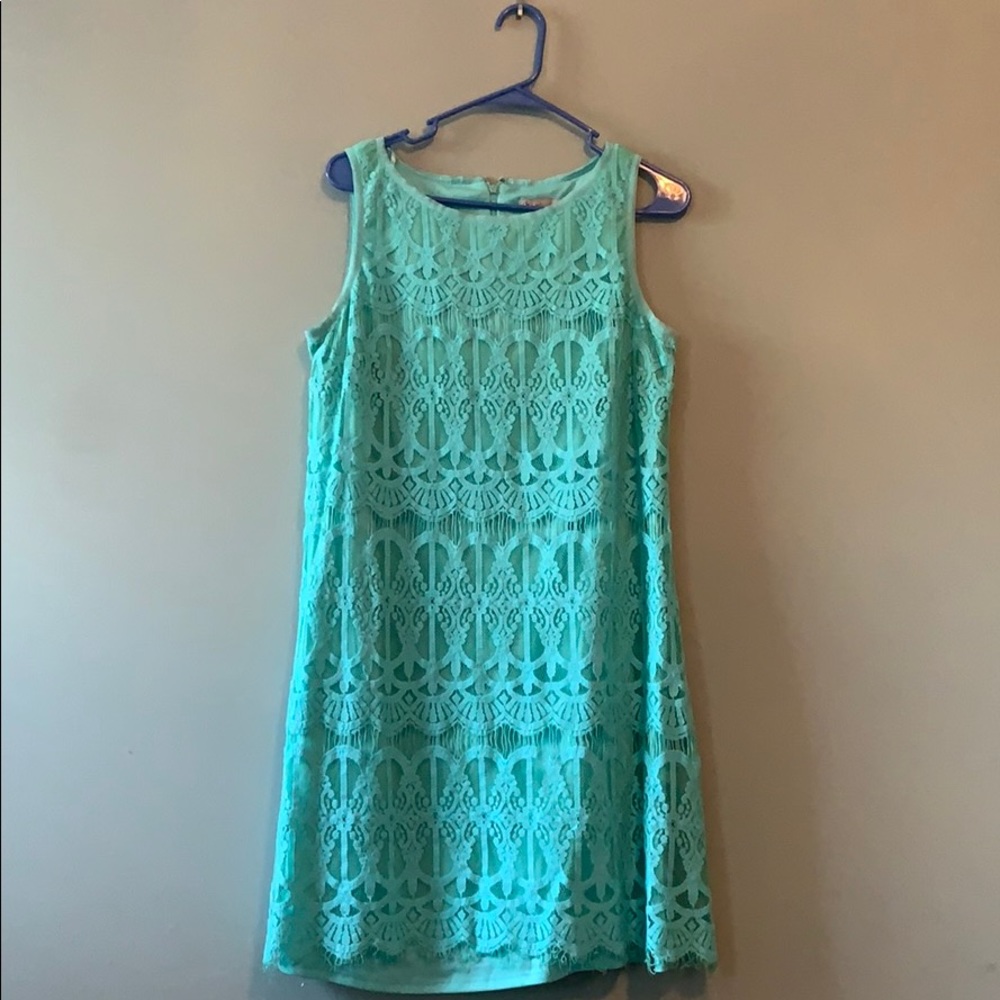 Turquoise lace dress